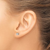 True Origin 14K White Gold 0.50 Carat Lab Grown Diamond VS+ F+ Princess Four Prong Heavy Weight Complete Stud Earrings view 3