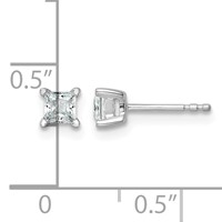 True Origin 14K White Gold 0.50 Carat Lab Grown Diamond VS+ F+ Princess Four Prong Heavy Weight Complete Stud Earrings view 4