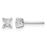 True Origin 14K White Gold 0.50 Carat Lab Grown Diamond VS+ F+ Princess Four Prong Heavy Weight Complete Stud Earrings view 1
