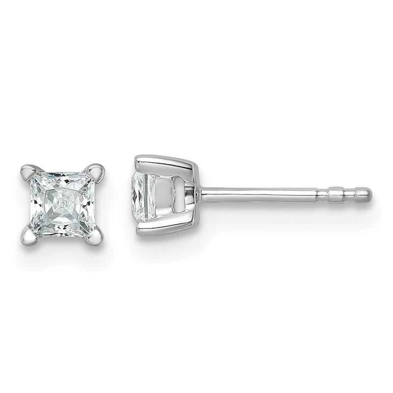 14k White Gold 1/2 ctw Lab Grown Diamond VS+ F+ Princess 4 Prong Heavy Wt. Stud Earrings