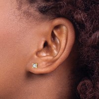 True Origin 14K Yellow Gold 0.50 Carat Lab Grown Diamond VS+ F+ Princess Four Prong Heavy Weight Complete Stud Earrings view 3