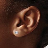 True Origin 14K White Gold 0.75 Carat Lab Grown Diamond VS+ F+ Princess Four Prong Heavy Weight Complete Stud Earrings view 3