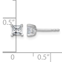 True Origin 14K White Gold 0.75 Carat Lab Grown Diamond VS+ F+ Princess Four Prong Heavy Weight Complete Stud Earrings view 4