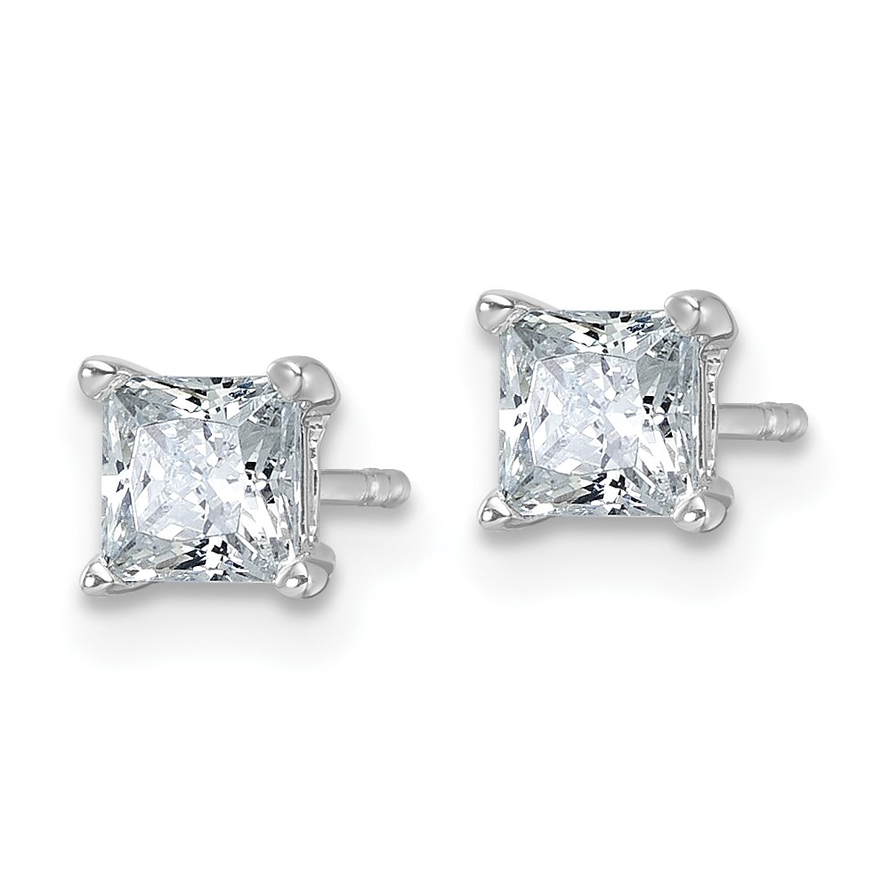 14k White Gold 1 ctw Lab Grown Diamond VS+ F+ Princess 4 Prong Heavy Wt. Stud Earrings (EM11002-100-WLD)