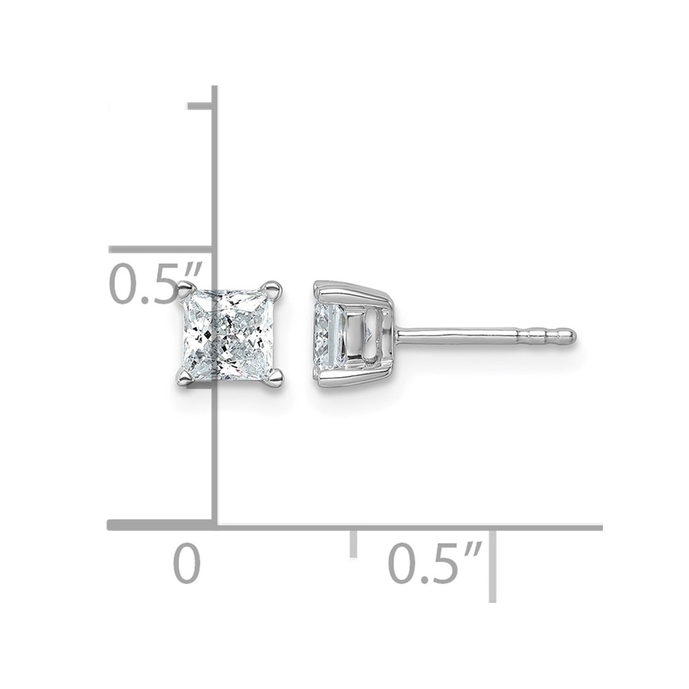 14k White Gold 1 ctw Lab Grown Diamond VS+ F+ Princess 4 Prong Heavy Wt. Stud Earrings (EM11002-100-WLD)