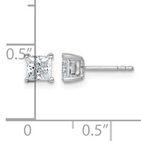 True Origin 14K White Gold 1 Carat Lab Grown Diamond VS+ F+ Princess Four Prong Heavy Weight Complete Stud Earrings view 4