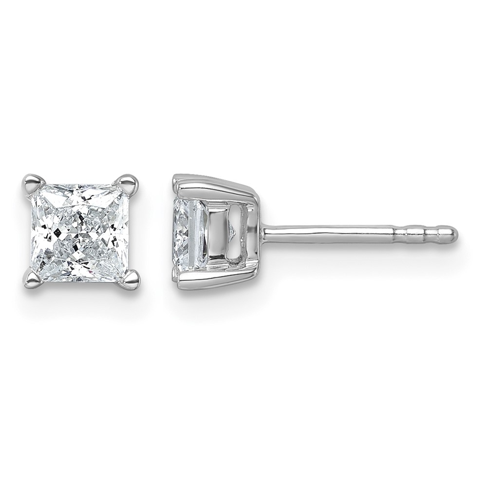 14k White Gold 1 ctw Lab Grown Diamond VS+ F+ Princess 4 Prong Heavy Wt. Stud Earrings (EM11002-100-WLD)