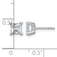 True Origin 14K White Gold 1.50 Carat Lab Grown Diamond VS+ F+ Princess Four Prong Heavy Weight Complete Stud Earrings view 4