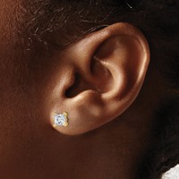 True Origin 14K Yellow Gold 1.50 Carat Lab Grown Diamond VS+ F+ Princess Four Prong Heavy Weight Complete Stud Earrings view 3