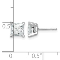 True Origin 14K White Gold 2 Carat Lab Grown Diamond VS+ F+ Princess Four Prong Heavy Weight Complete Stud Earrings view 4