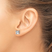 True Origin 14K White Gold 3 Carat Lab Grown Diamond VS+ F+ Princess Four Prong Heavy Weight Complete Stud Earrings view 3