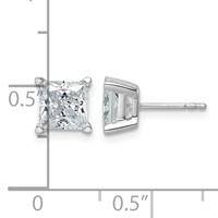 True Origin 14K White Gold 3 Carat Lab Grown Diamond VS+ F+ Princess Four Prong Heavy Weight Complete Stud Earrings view 4
