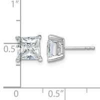 True Origin 14K White Gold 4 Carat Lab Grown Diamond VS+ F+ Princess Four Prong Heavy Weight Complete Stud Earrings view 4