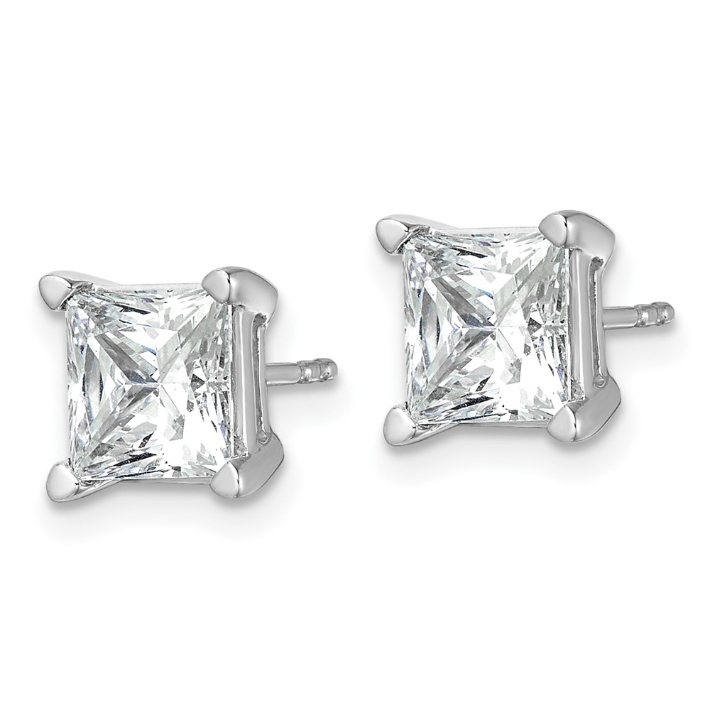14k White Gold 5 ctw Lab Grown Diamond VS+ F+ Princess 4 Prong Heavy Wt. Stud Earrings (EM11002-500-WLD)