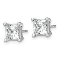 True Origin 14K White Gold 5 Carat Lab Grown Diamond VS+ F+ Princess Four Prong Heavy Weight Complete Stud Earrings view 2