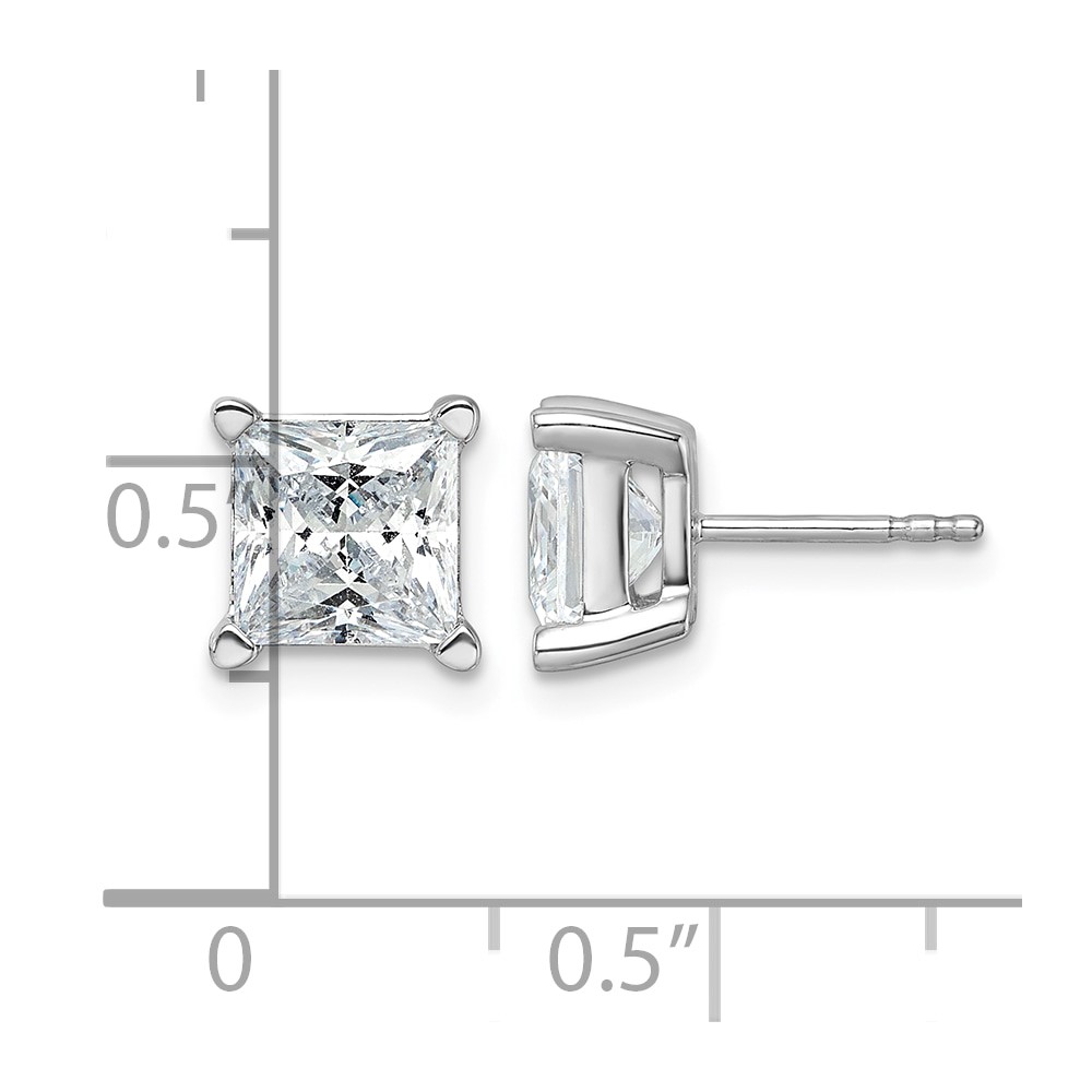 14k White Gold 5 ctw Lab Grown Diamond VS+ F+ Princess 4 Prong Heavy Wt. Stud Earrings (EM11002-500-WLD)