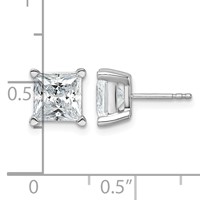 True Origin 14K White Gold 5 Carat Lab Grown Diamond VS+ F+ Princess Four Prong Heavy Weight Complete Stud Earrings view 4