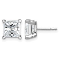 True Origin 14K White Gold 5 Carat Lab Grown Diamond VS+ F+ Princess Four Prong Heavy Weight Complete Stud Earrings view 1
