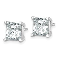 True Origin 14K White Gold 6 Carat Lab Grown Diamond VS+ F+ Princess Four Prong Heavy Weight Complete Stud Earrings view 2