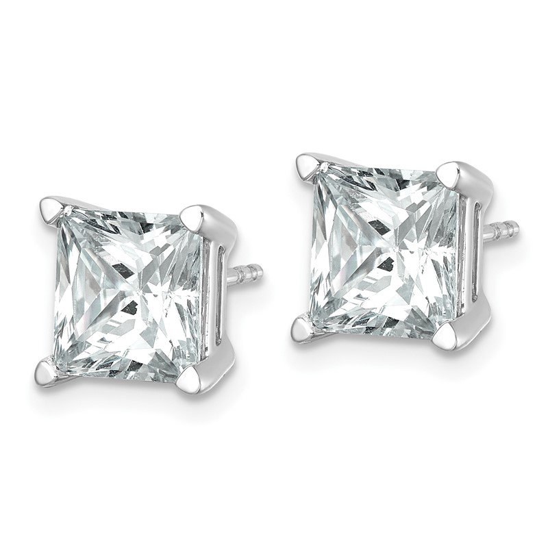 14k White Gold 6 ctw Lab Grown Diamond VS+ F+ Princess 4 Prong Heavy Wt. Stud Earrings