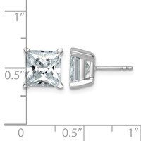 True Origin 14K White Gold 6 Carat Lab Grown Diamond VS+ F+ Princess Four Prong Heavy Weight Complete Stud Earrings view 4
