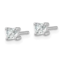 True Origin 14K White Gold 0.50 Carat Lab Grown Diamond VS+ F+ Cushion Four Prong Heavy Weight Complete Stud Earrings view 2