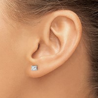 True Origin 14K White Gold 0.50 Carat Lab Grown Diamond VS+ F+ Cushion Four Prong Heavy Weight Complete Stud Earrings view 3