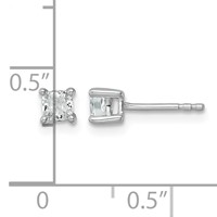 True Origin 14K White Gold 0.50 Carat Lab Grown Diamond VS+ F+ Cushion Four Prong Heavy Weight Complete Stud Earrings view 4