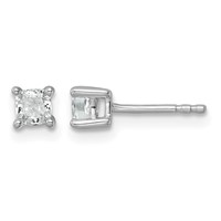 True Origin 14K White Gold 0.50 Carat Lab Grown Diamond VS+ F+ Cushion Four Prong Heavy Weight Complete Stud Earrings view 1