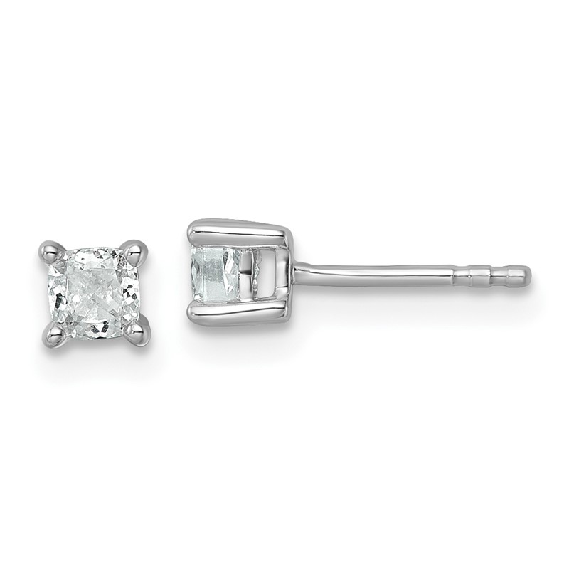 14k White Gold 1/2 ctw Lab Grown Diamond VS+ F+ Cushion 4 Prong Heavy Wt. Stud Earrings