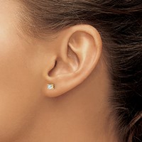 True Origin 14K Yellow Gold 0.50 Carat Lab Grown Diamond VS+ F+ Cushion Four Prong Heavy Weight Complete Stud Earrings view 3
