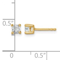 True Origin 14K Yellow Gold 0.50 Carat Lab Grown Diamond VS+ F+ Cushion Four Prong Heavy Weight Complete Stud Earrings view 4