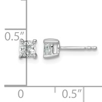 True Origin 14K White Gold 0.75 Carat Lab Grown Diamond VS+ F+ Cushion Four Prong Heavy Weight Complete Stud Earrings view 4