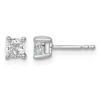 True Origin 14K White Gold 0.75 Carat Lab Grown Diamond VS+ F+ Cushion Four Prong Heavy Weight Complete Stud Earrings view 1