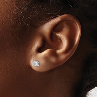 True Origin 14K White Gold 1 Carat Lab Grown Diamond VS+ F+ Cushion Four Prong Heavy Weight Complete Stud Earrings view 3
