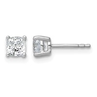 True Origin 14K White Gold 1 Carat Lab Grown Diamond VS+ F+ Cushion Four Prong Heavy Weight Complete Stud Earrings view 1