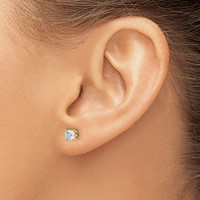 True Origin 14K Yellow Gold 1 Carat Lab Grown Diamond VS+ F+ Cushion Four Prong Heavy Weight Complete Stud Earrings view 3