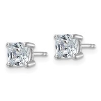 True Origin 14K White Gold 1.50 Carat Lab Grown Diamond VS+ F+ Cushion Four Prong Heavy Weight Complete Stud Earrings view 2