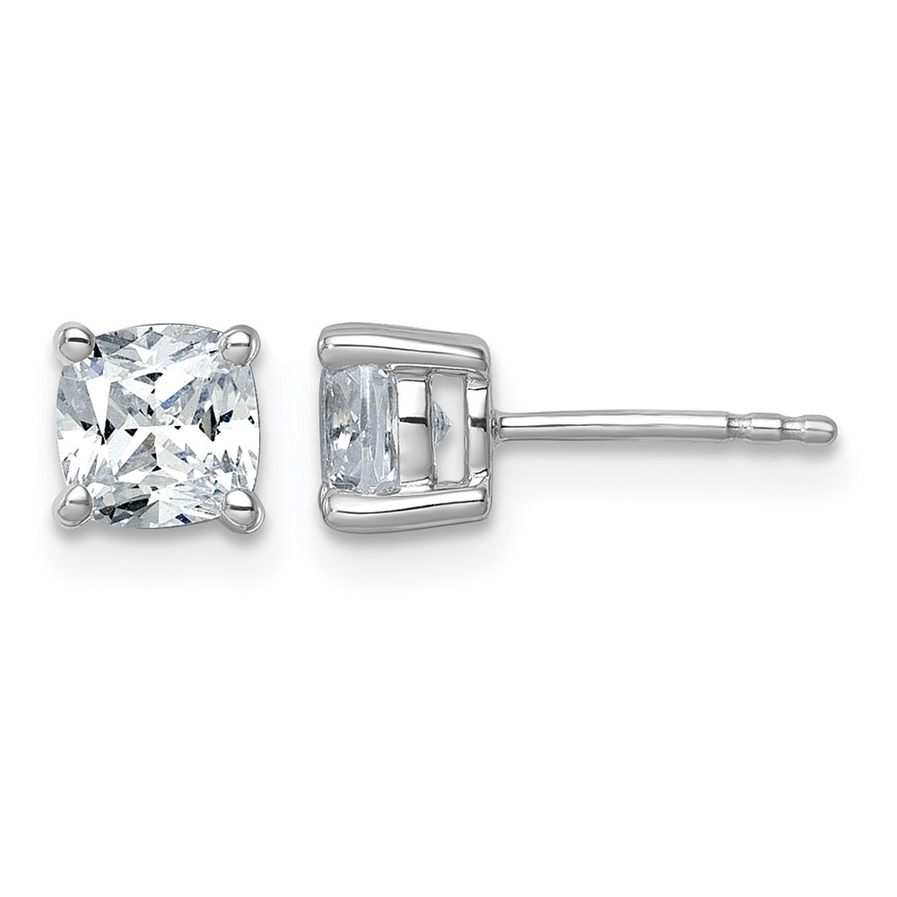 True Origin 14K White Gold 1.50 Carat Lab Grown Diamond VS+ F+ Cushion Four Prong Heavy Weight Complete Stud Earrings