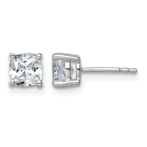 True Origin 14K White Gold 1.50 Carat Lab Grown Diamond VS+ F+ Cushion Four Prong Heavy Weight Complete Stud Earrings