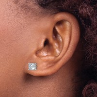 True Origin 14K White Gold 2 Carat Lab Grown Diamond VS+ F+ Cushion Four Prong Heavy Weight Complete Stud Earrings view 3