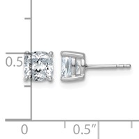 True Origin 14K White Gold 2 Carat Lab Grown Diamond VS+ F+ Cushion Four Prong Heavy Weight Complete Stud Earrings view 4