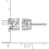 True Origin 14K White Gold 3 Carat Lab Grown Diamond VS+ F+ Cushion Four Prong Heavy Weight Complete Stud Earrings view 4