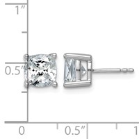 True Origin 14K White Gold 4 Carat Lab Grown Diamond VS+ F+ Cushion Four Prong Heavy Weight Complete Stud Earrings view 4