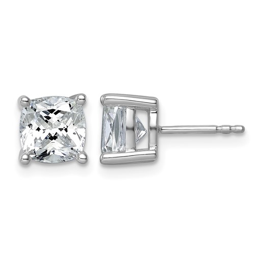 True Origin 14K White Gold 4 Carat Lab Grown Diamond VS+ F+ Cushion Four Prong Heavy Weight Complete Stud Earrings