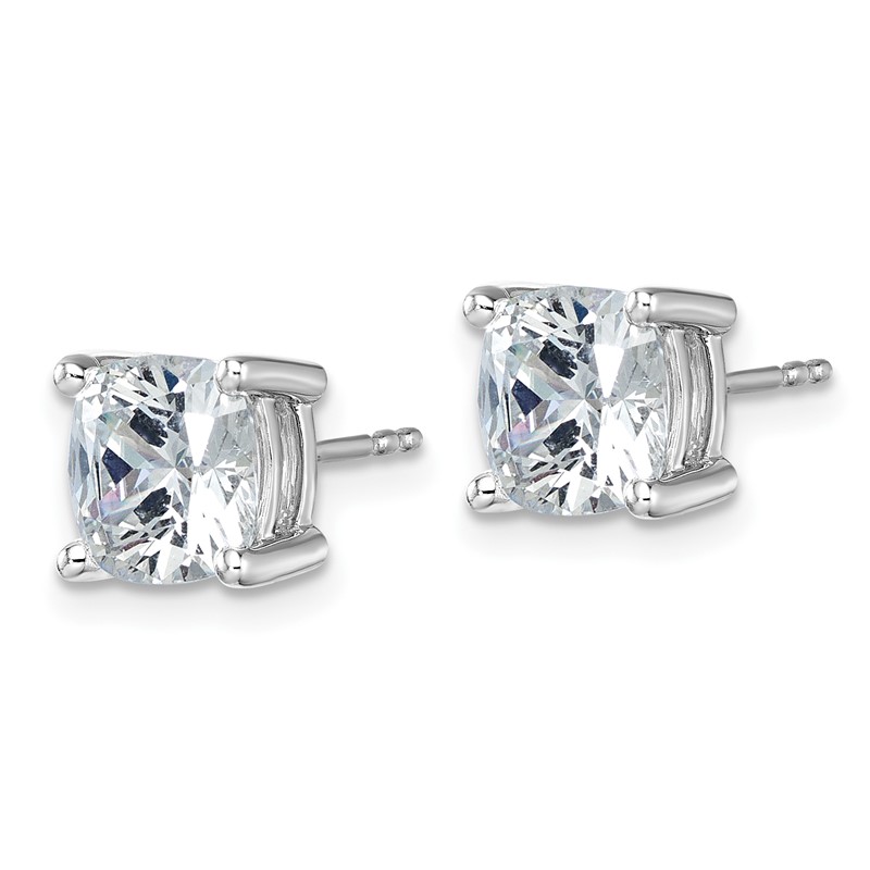 14k White Gold 5 ctw Lab Grown Diamond VS+ F+ Cushion 4 Prong Heavy Wt. Stud Earrings
