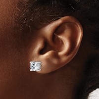 True Origin 14K White Gold 5 Carat Lab Grown Diamond VS+ F+ Cushion Four Prong Heavy Weight Complete Stud Earrings view 3