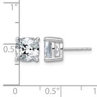 True Origin 14K White Gold 5 Carat Lab Grown Diamond VS+ F+ Cushion Four Prong Heavy Weight Complete Stud Earrings view 4