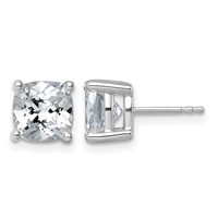 True Origin 14K White Gold 5 Carat Lab Grown Diamond VS+ F+ Cushion Four Prong Heavy Weight Complete Stud Earrings view 1