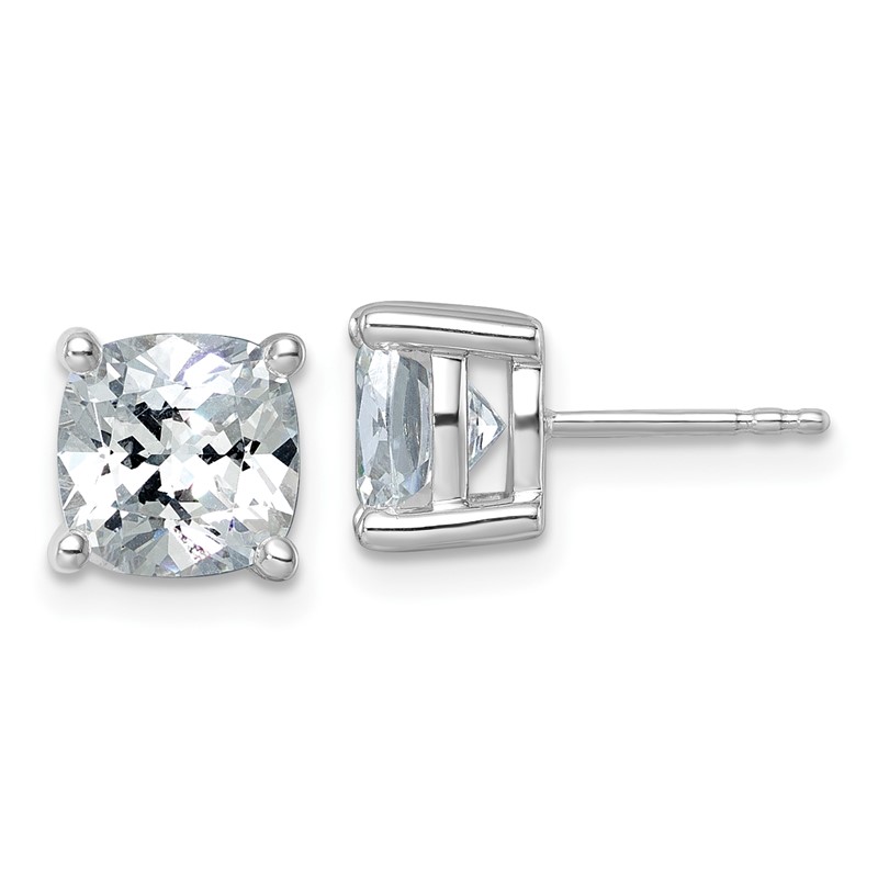 14k White Gold 5 ctw Lab Grown Diamond VS+ F+ Cushion 4 Prong Heavy Wt. Stud Earrings